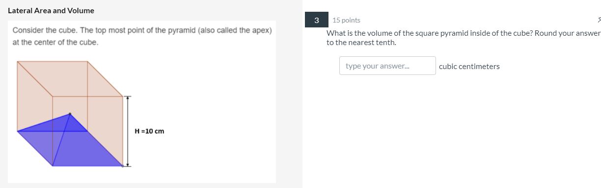 Lateral Area and Volume 15 points 5 Consider the