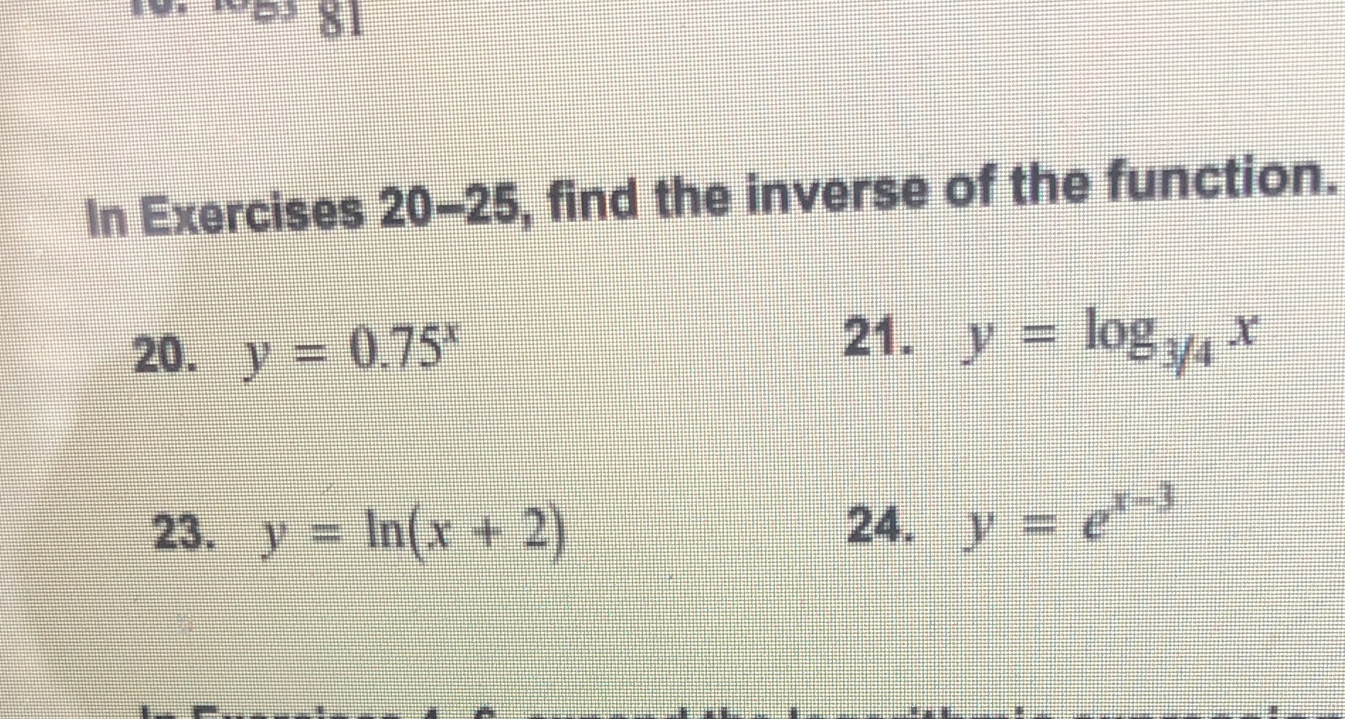 find the inverse of these four and show all work