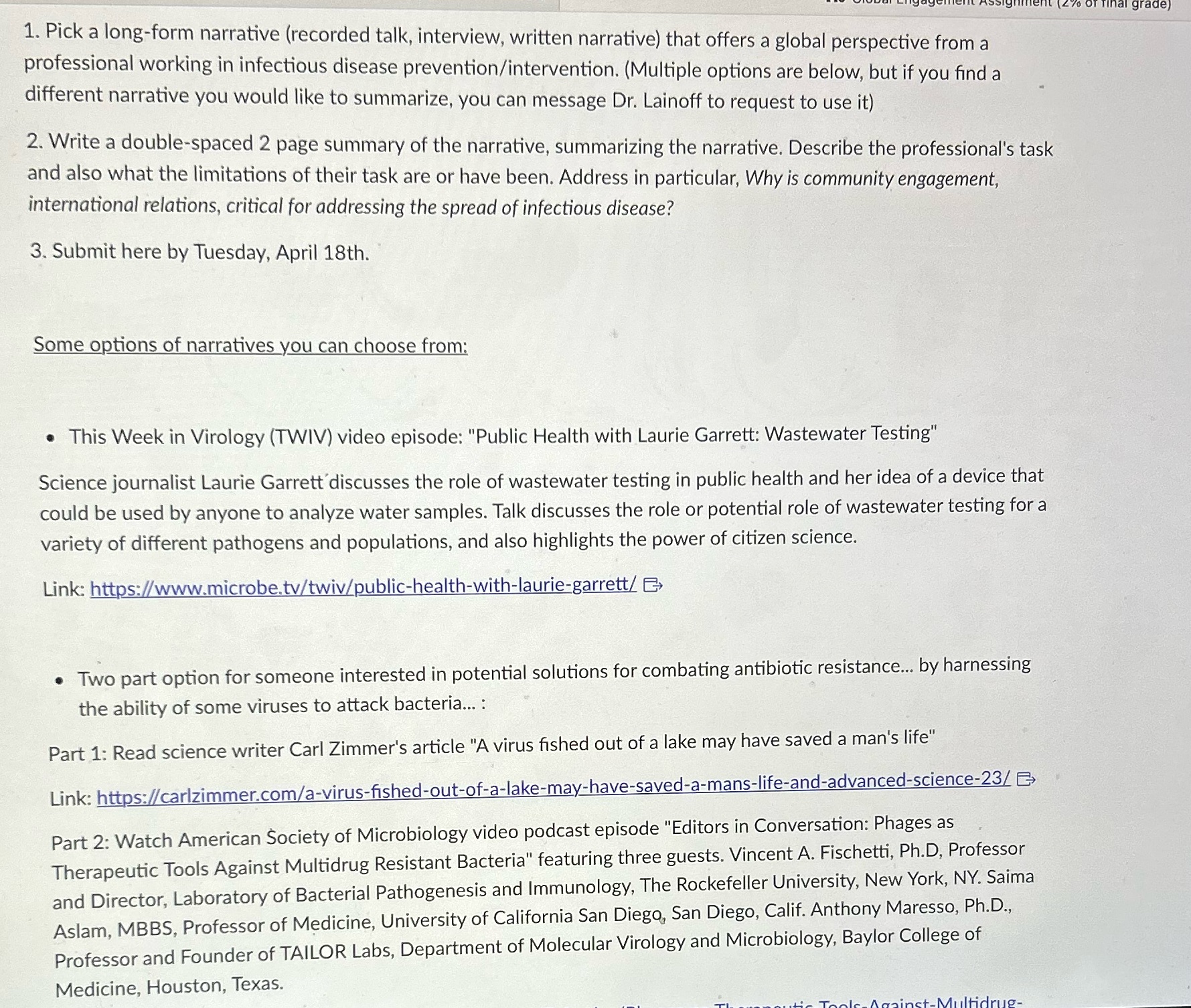 1. Pick a long-form narrative (recorded talk,