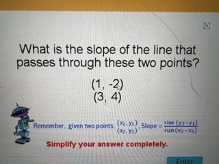 What is the slope of the line that passes through
