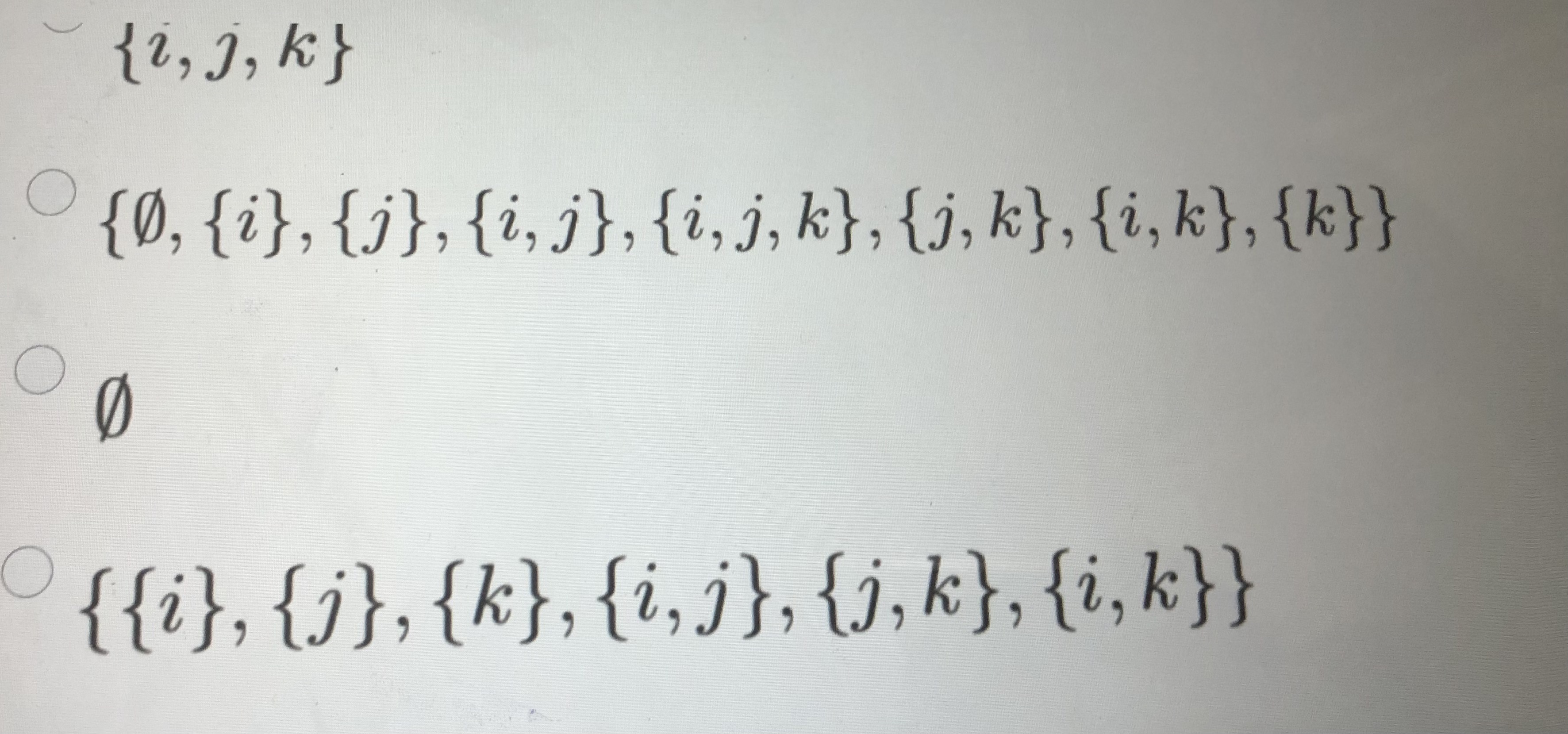 Problem 2. Find the power set P(X) for X = {i, j,