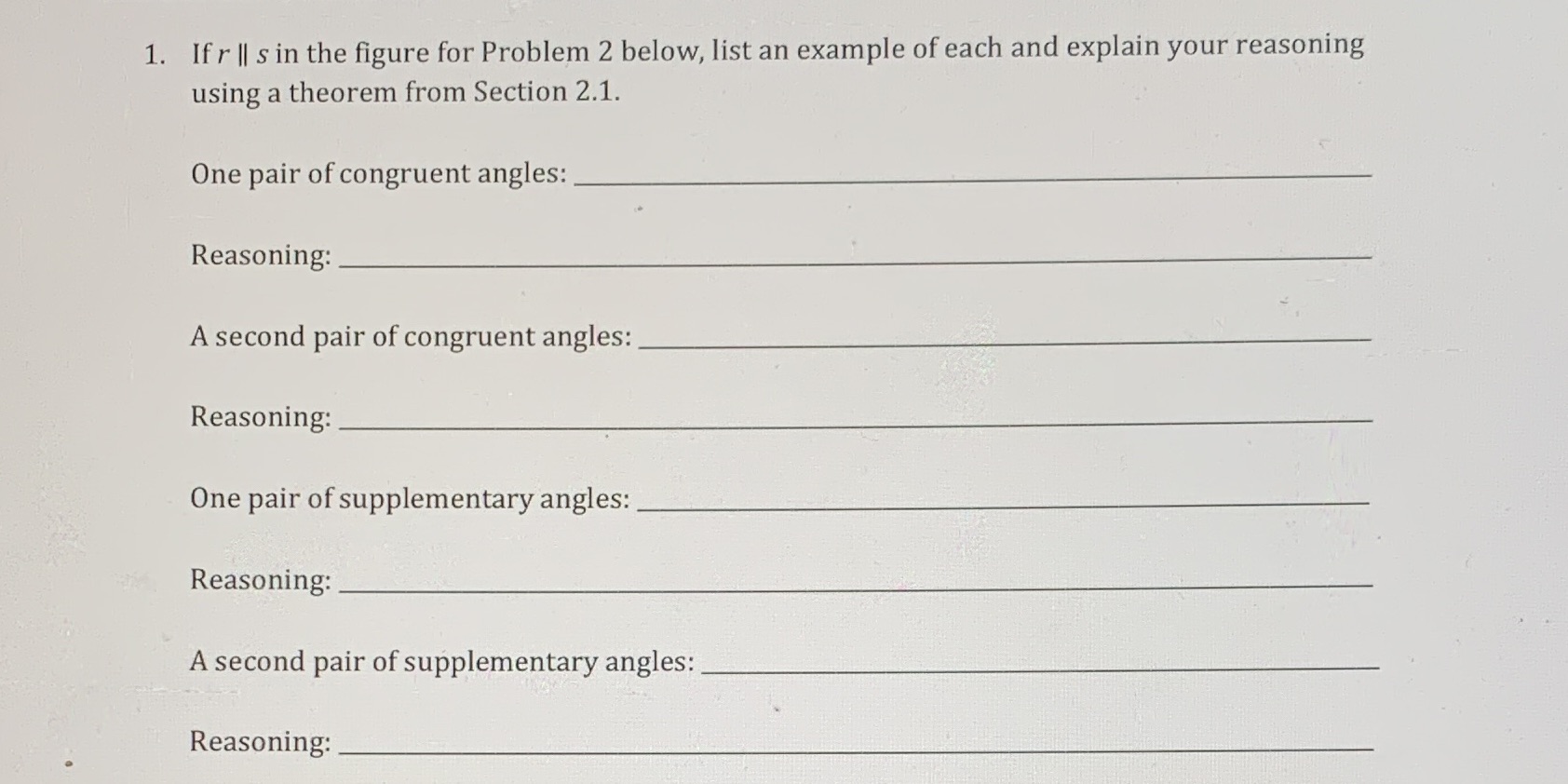 1. If r lI s in the figure for Problem 2 below,