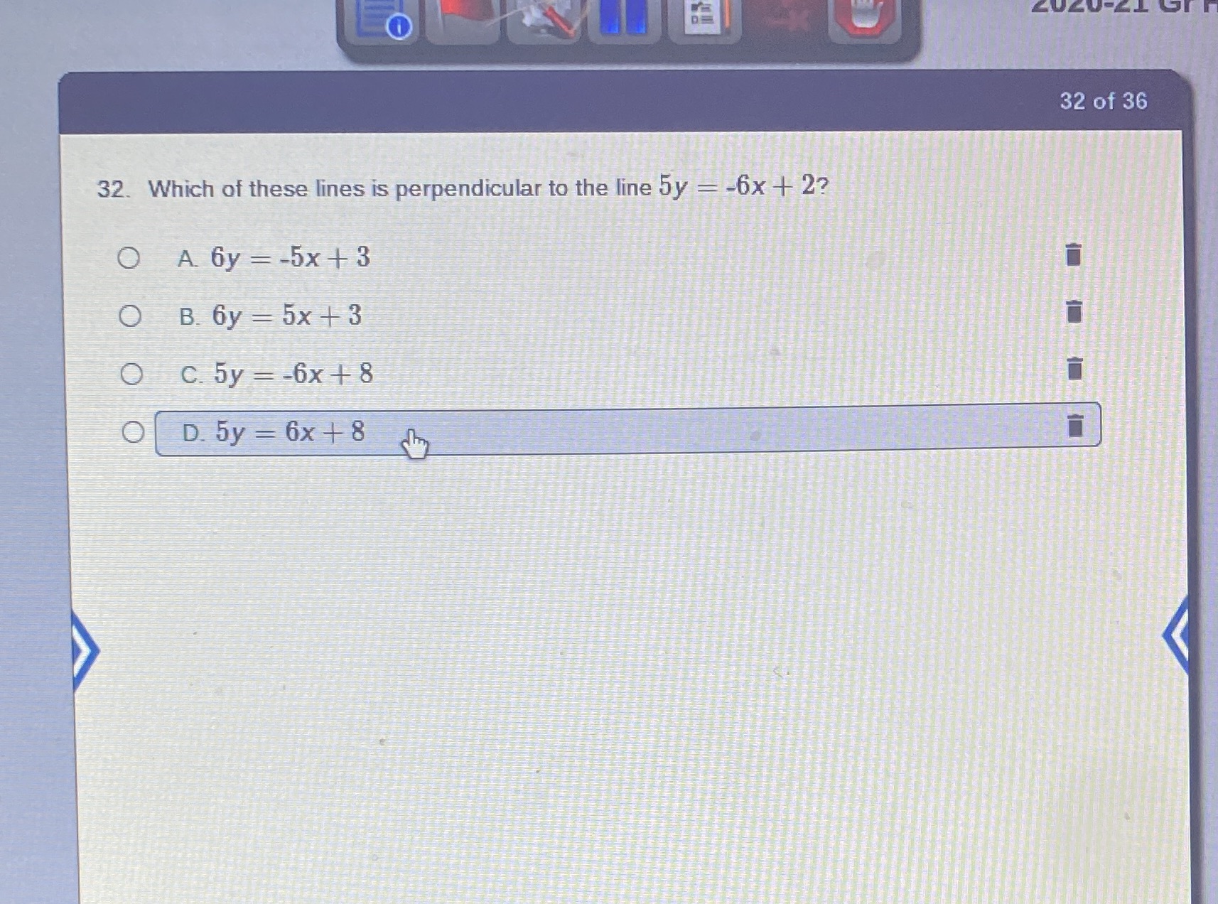 32 of 36 32. Which of these lines is