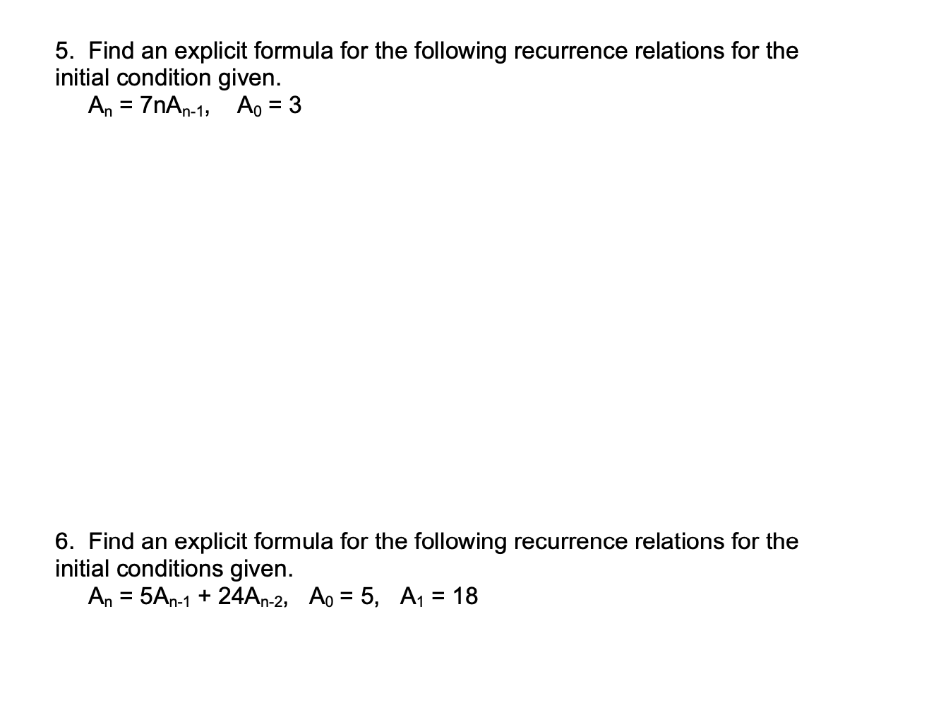 Discrete Math 2. Find a recurrence relation and