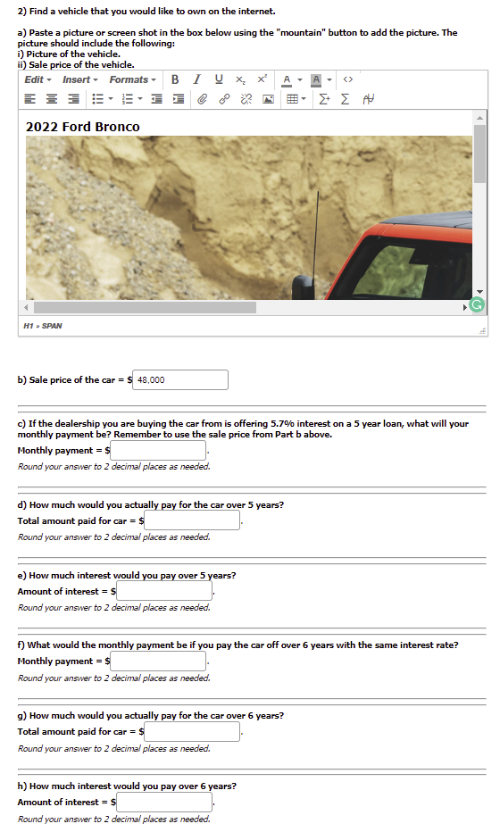 2) Find a vehicle that you would like to own on