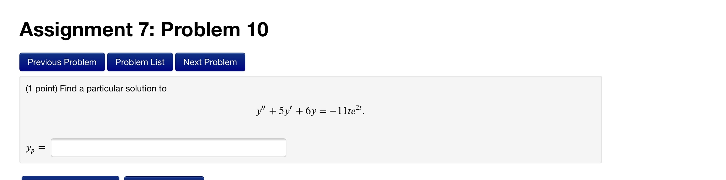 Assignment 7: Problem 12 Previous Problem Problem
