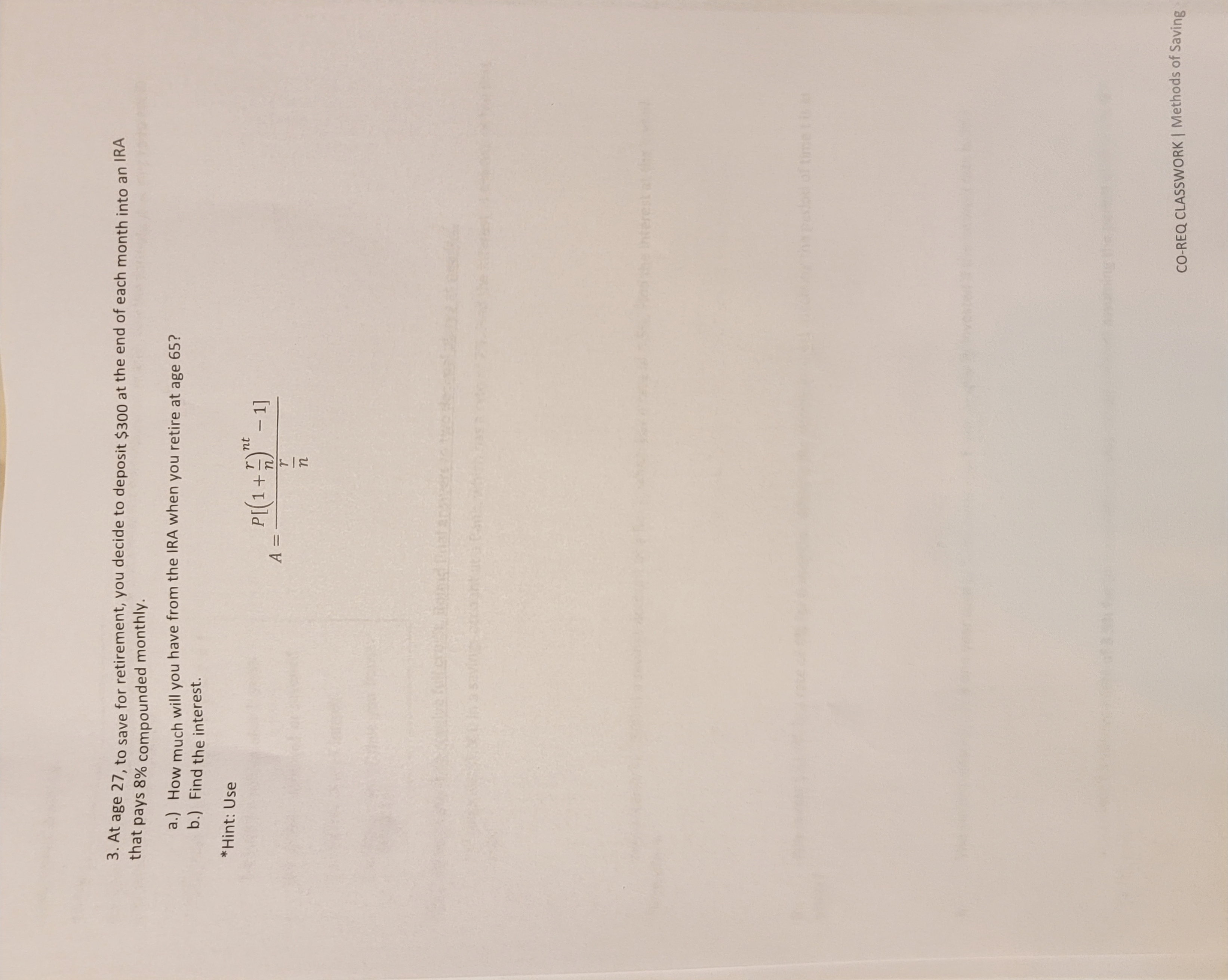 Name: Must Show all work to receive full credit.