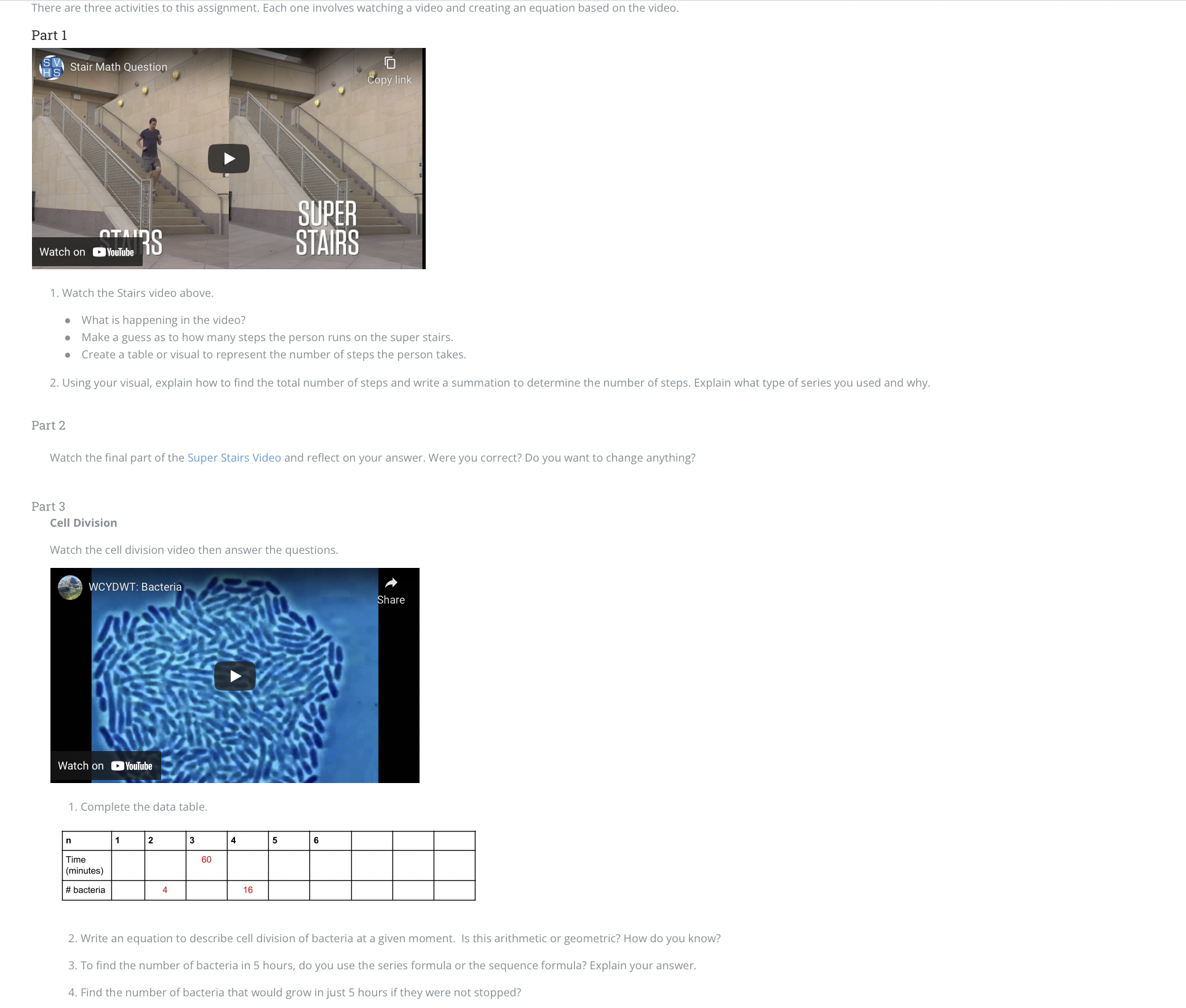 There are three activities to this assignment.