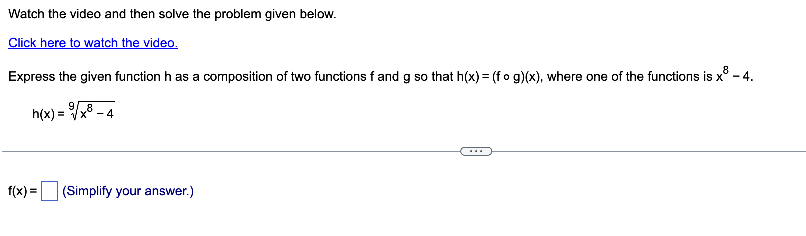 Watch the video and then solve the problem given