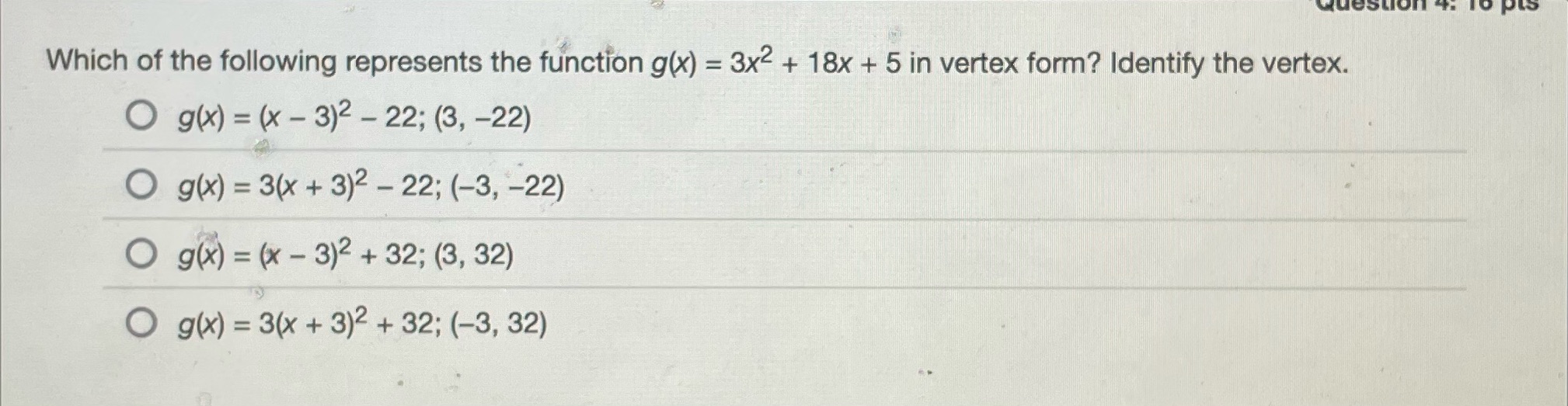 Which of the following represents the function