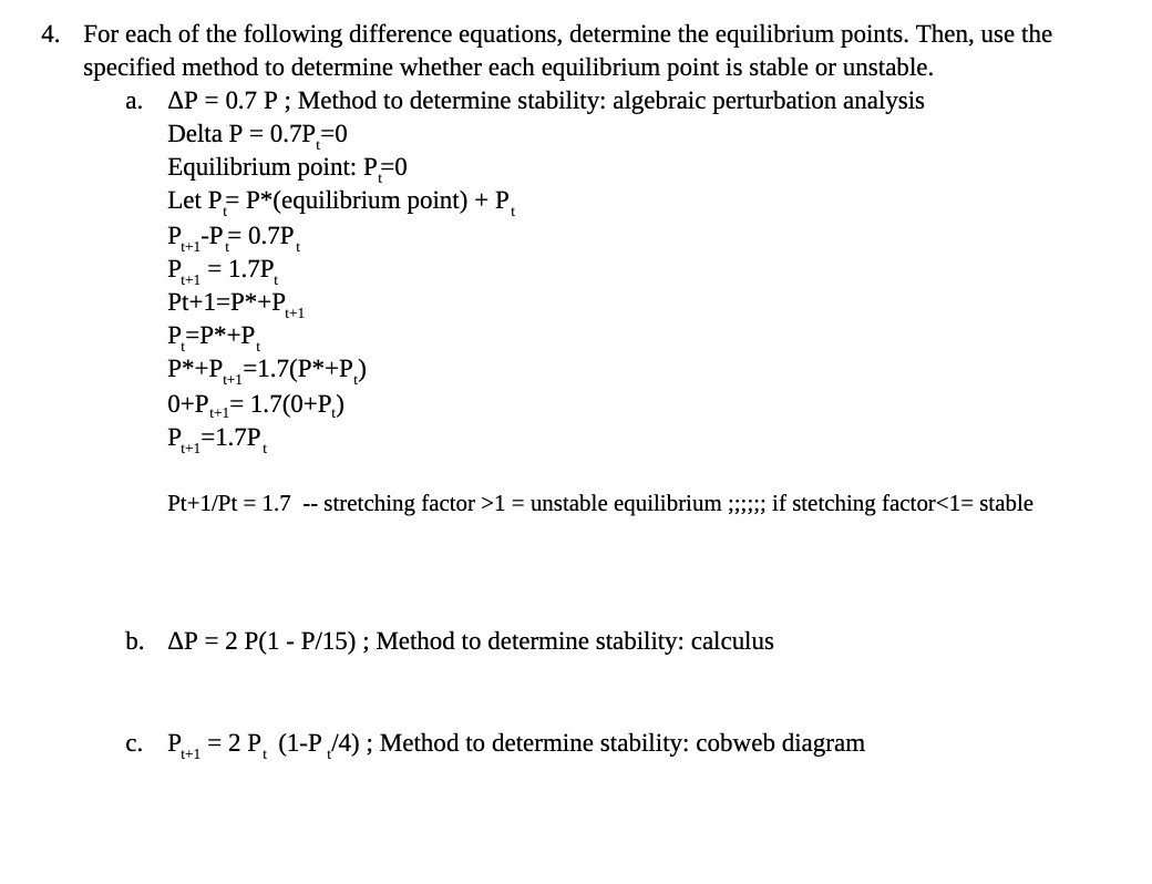 4. For each of the following difference