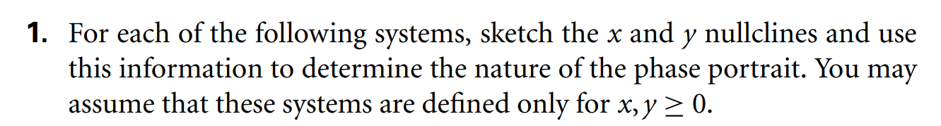 \f1. For each of the following systems, sketch