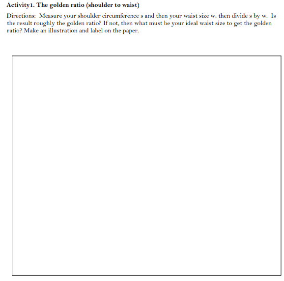 Show solution or sample Activity1. The golden