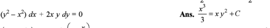 (y^2-x^2)dx+2xydy=0 Exact differential equation