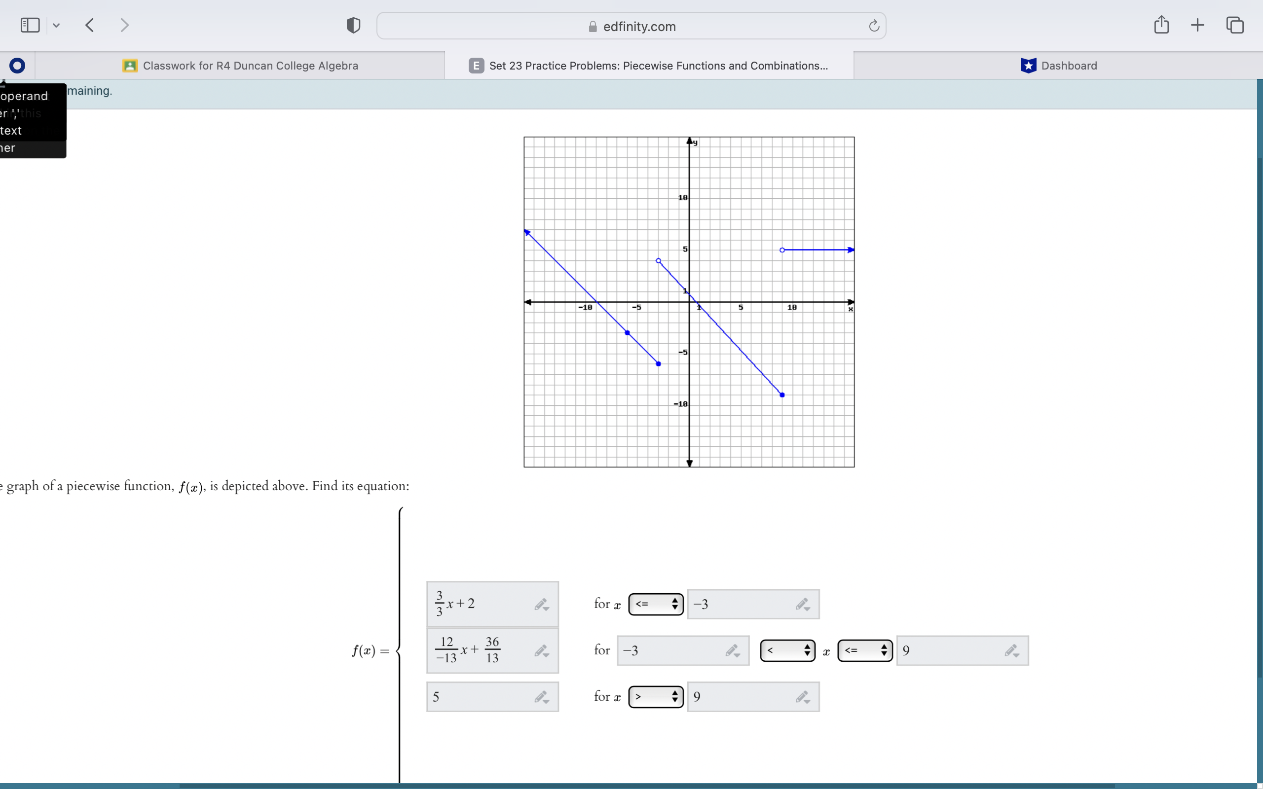 v < edfinity.com C + O Classwork for R4 Duncan