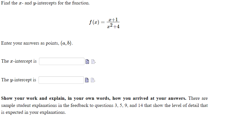 Find the a:- and y-intercepts for the function.
