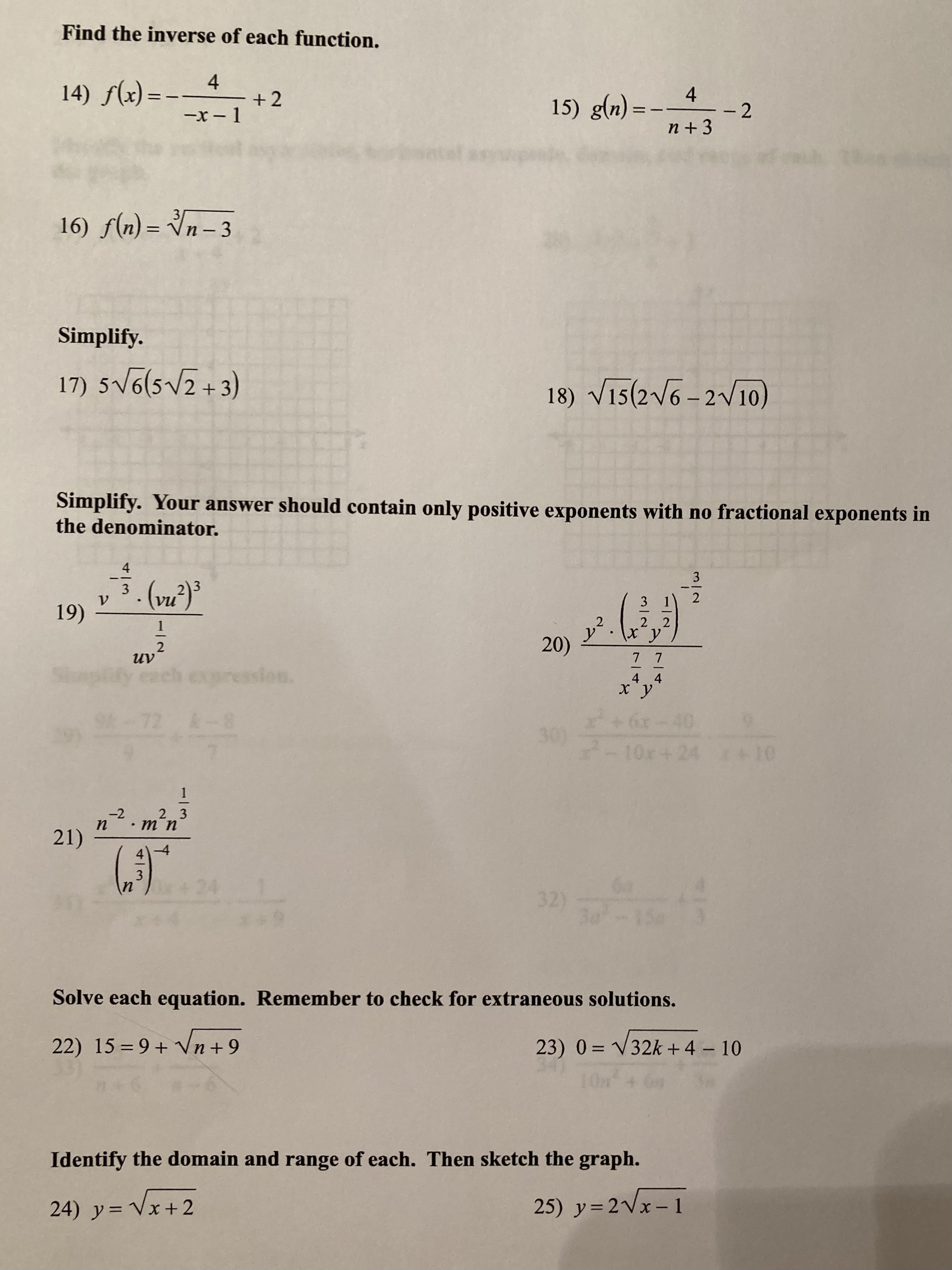Simplify each expression. 1 ) ( 4n + 5 + 5n3) +