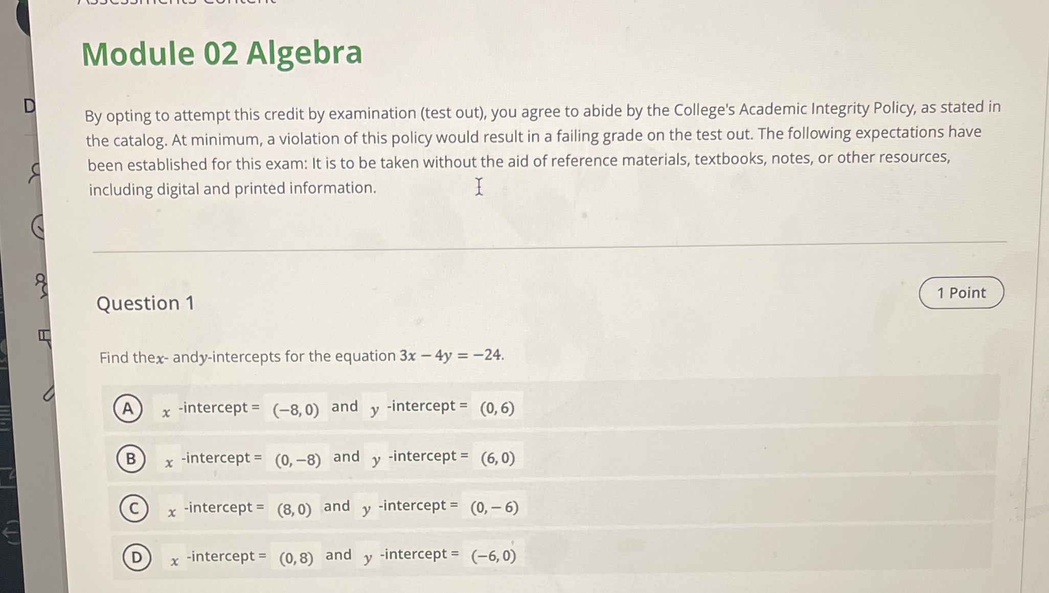 Module 02 Algebra D By opting to attempt this