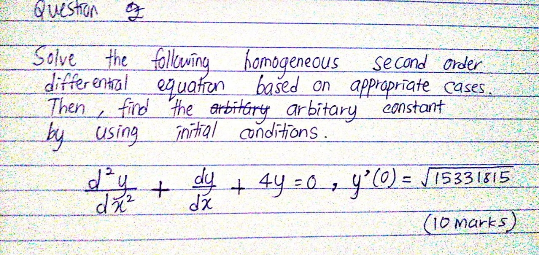 DIFFERENTIAL EQUATIONS Question of Solve the
