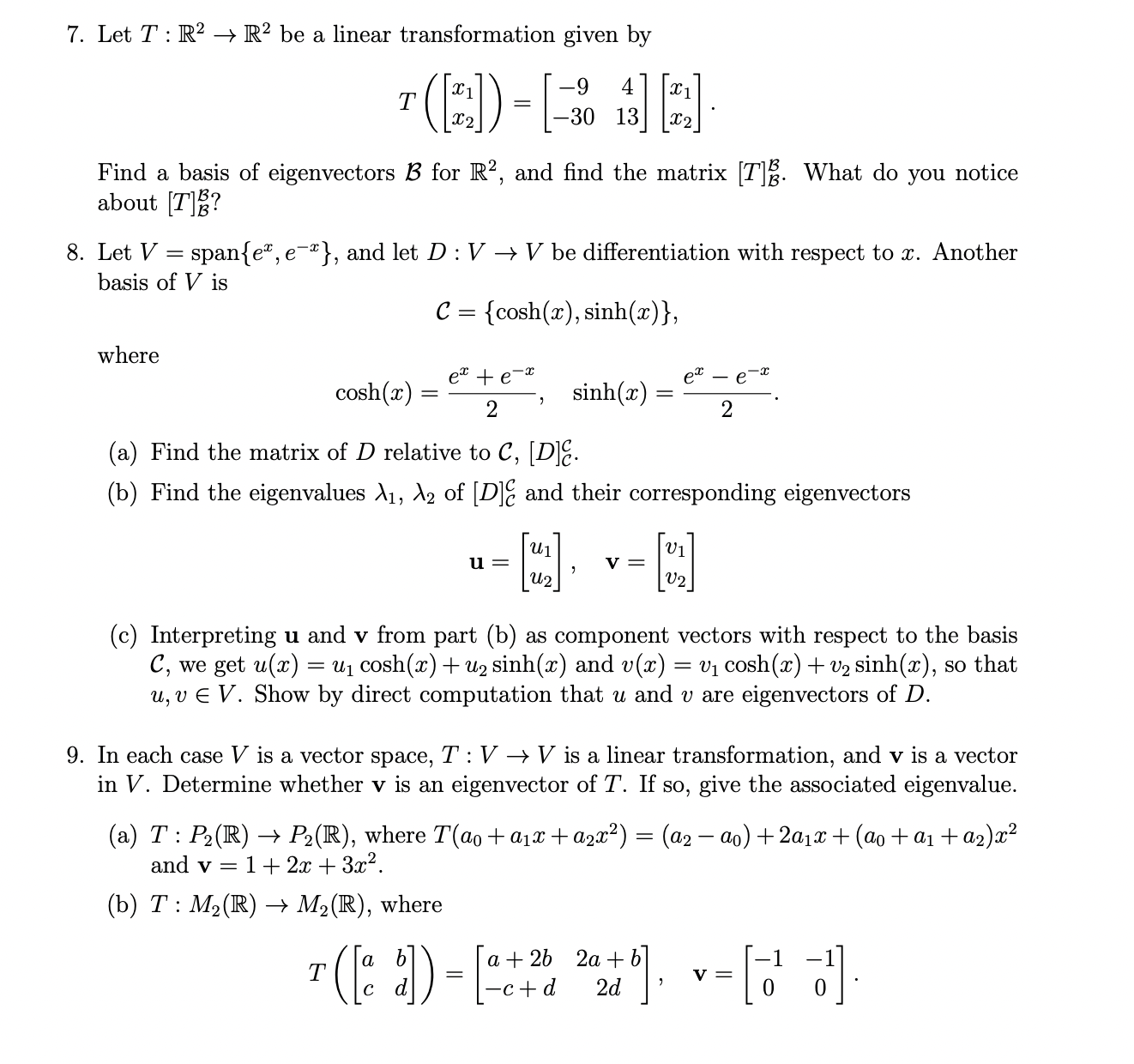 7. Let T : R2 - R2 be a linear transformation