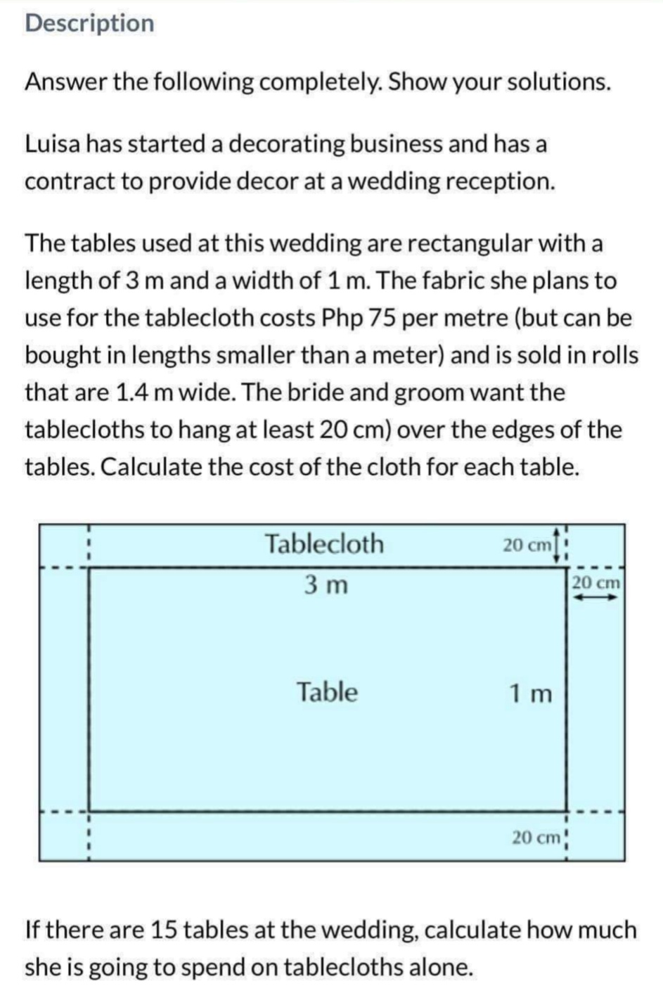 Description Answer the following completely. Show