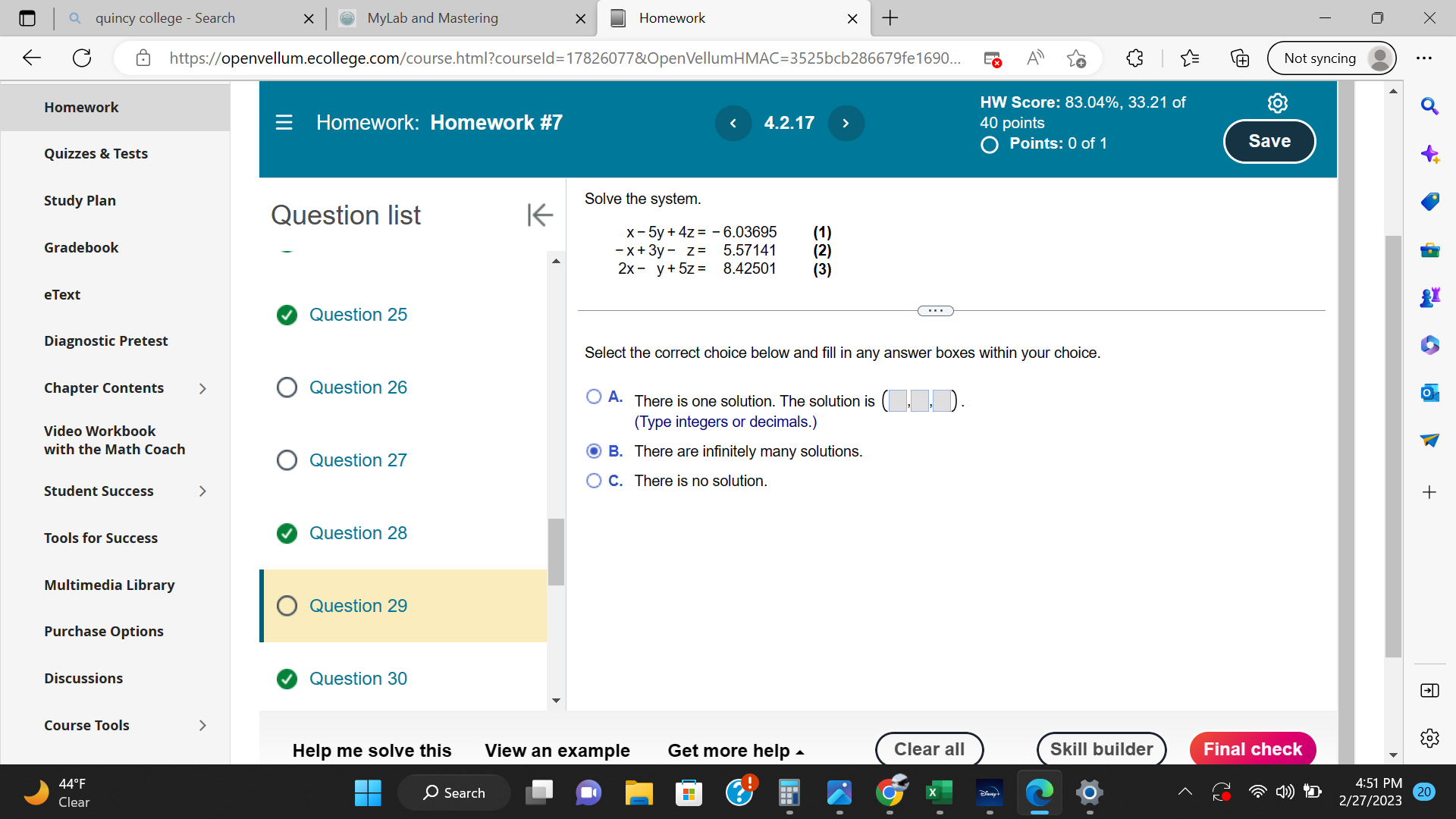 Q quincy college - Search x MyLab and Mastering X