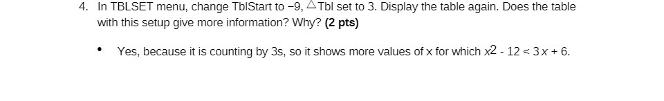 4. In TBLSET menu, change TblStart to -9, Tbl set