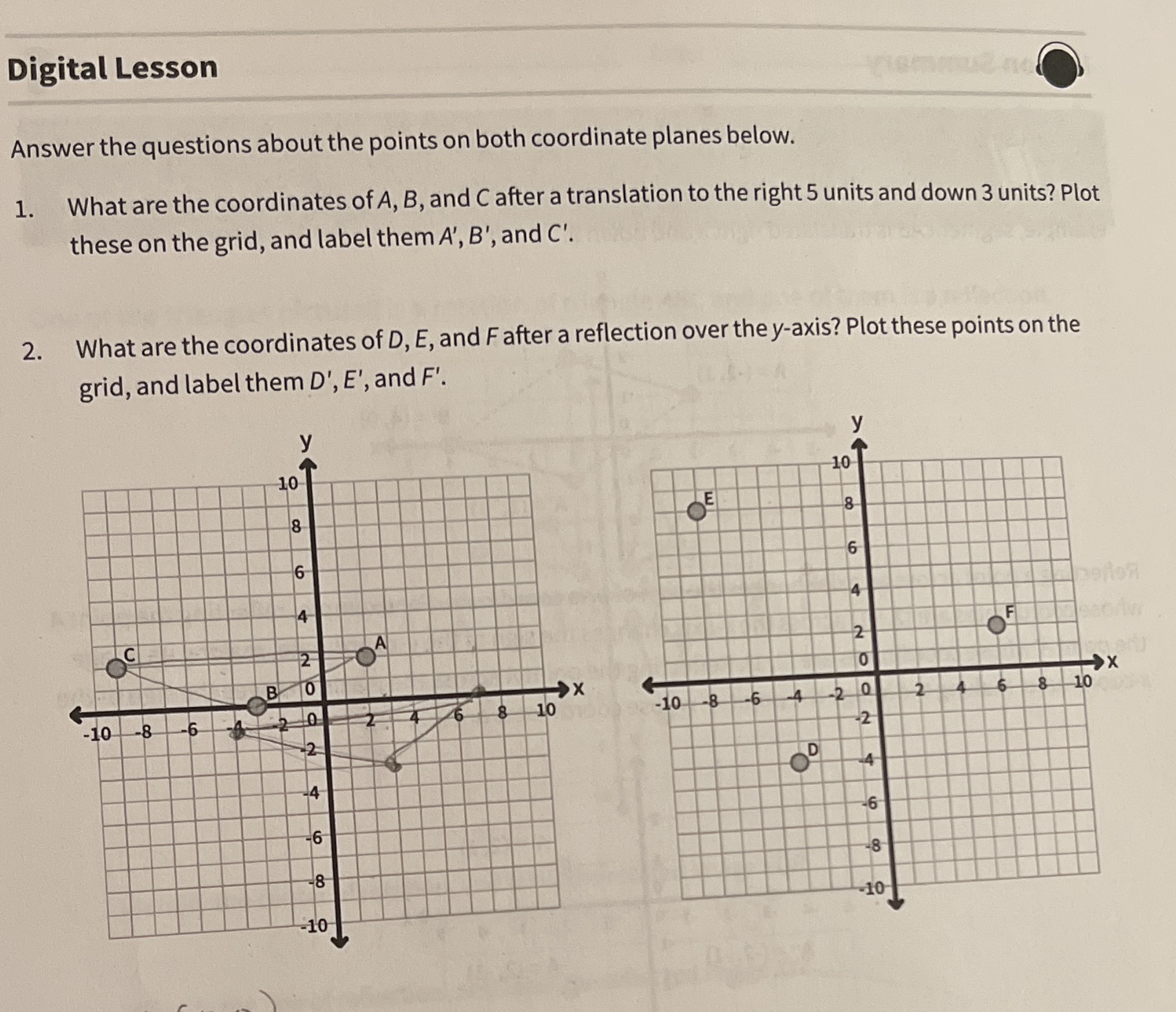 Digital Lesson Answer the questions about the