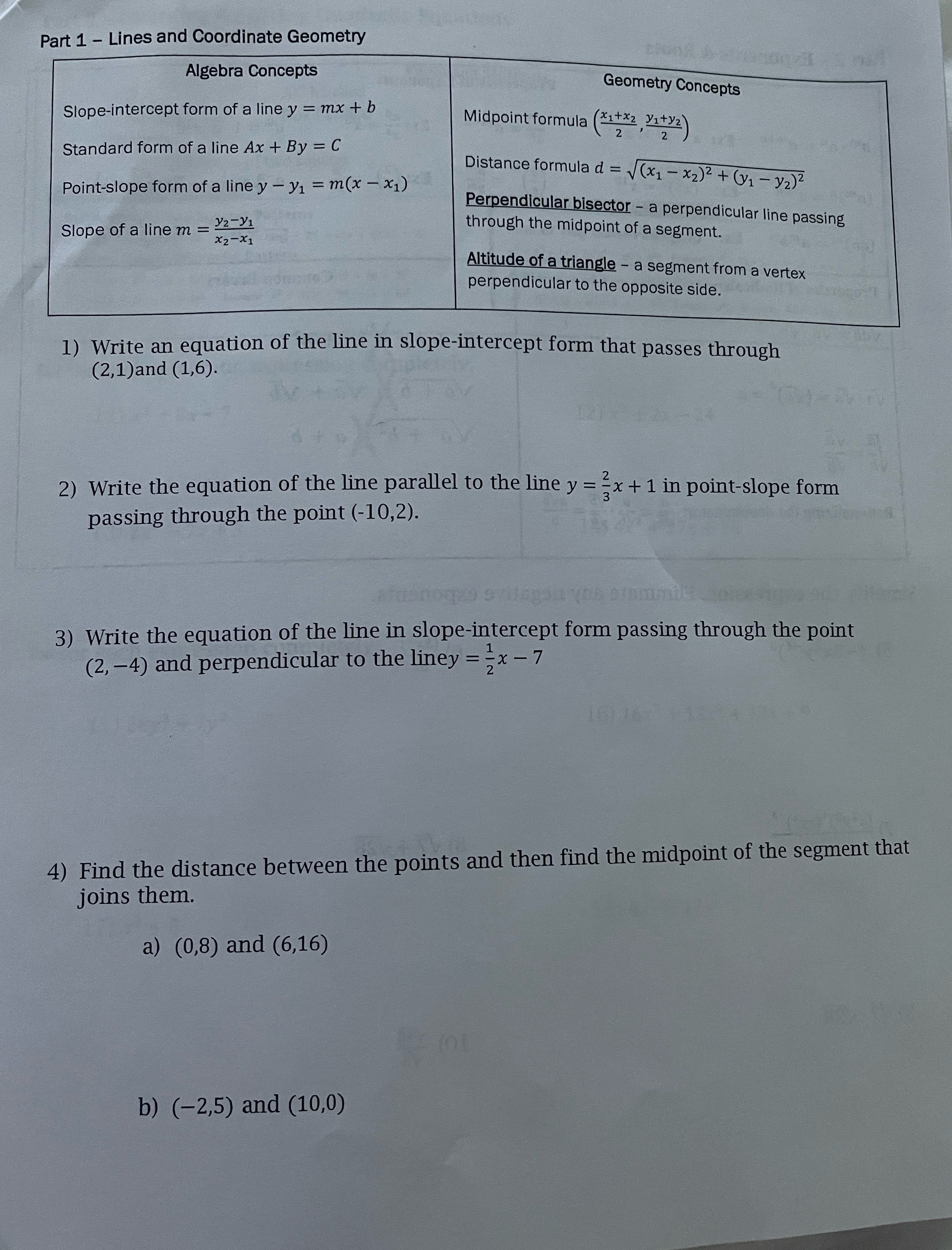 Lines and Coordinate Geometry Part 1 - Lines and
