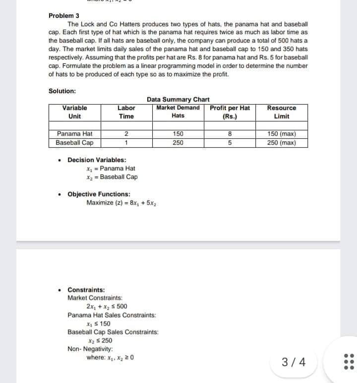 Find the optimal solution. Problem 3 The Lock and