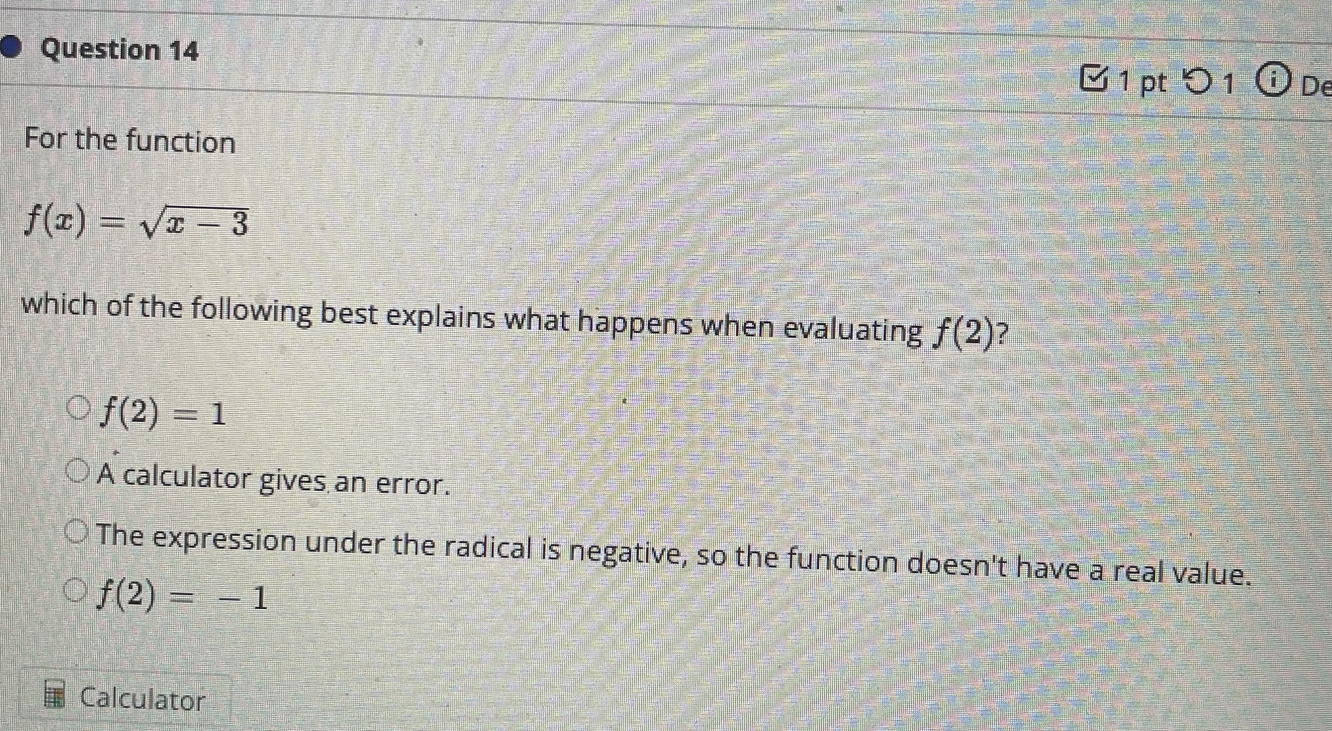 Question #14 Find the function Question 14 1 pt