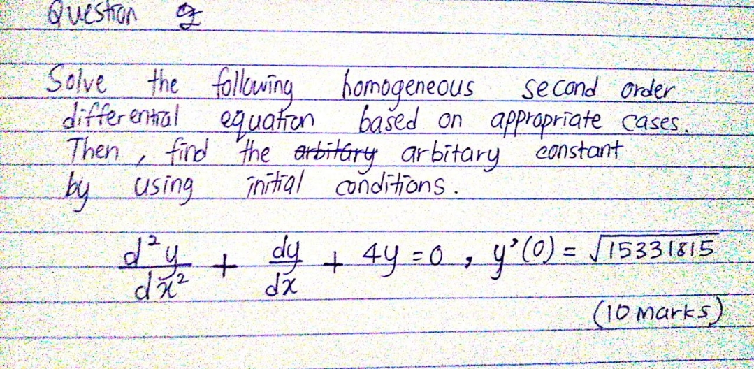 DIFFERENTIAL EQUATIONS Question ox Solve the