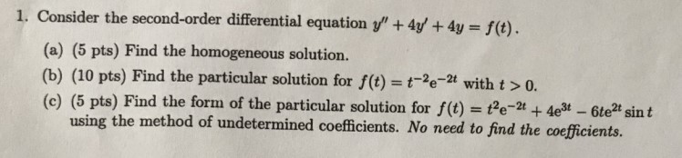 1. Consider the second-order differential