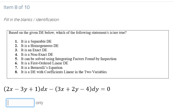 Input the number/s of your choices. Order doesn't