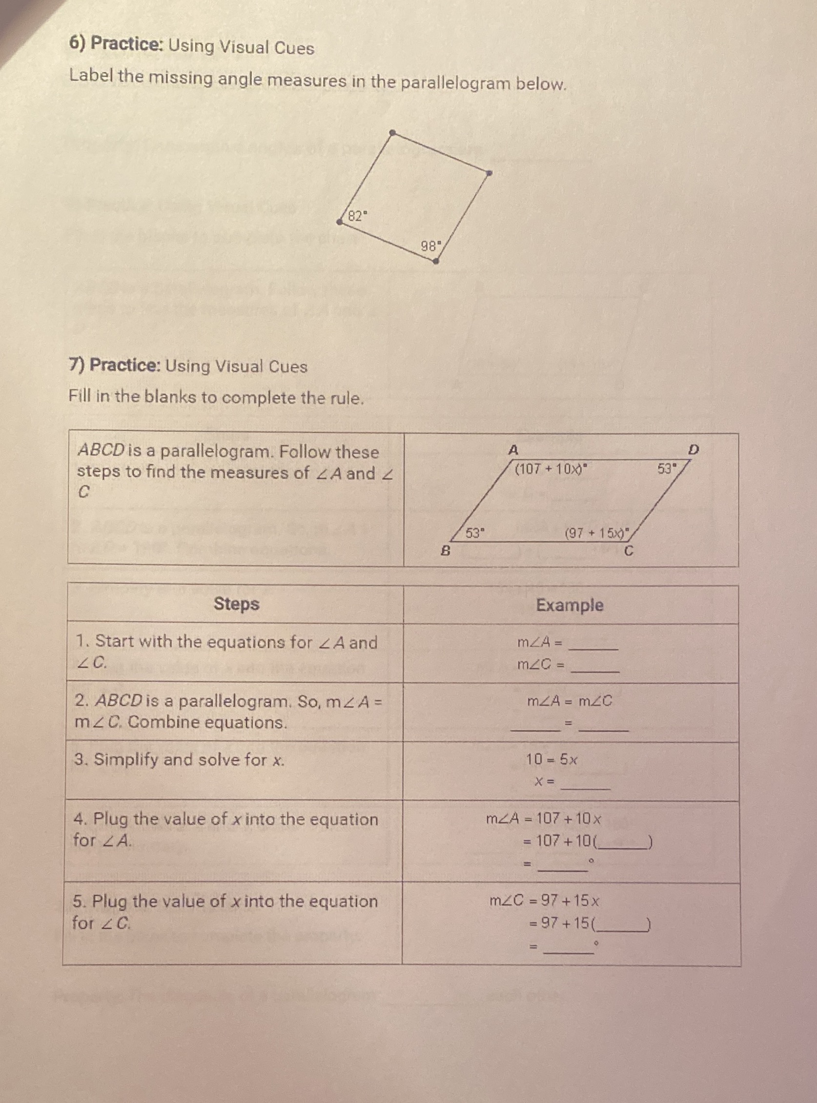 5.2.1 6) Practice: Using Visual Cues Label the
