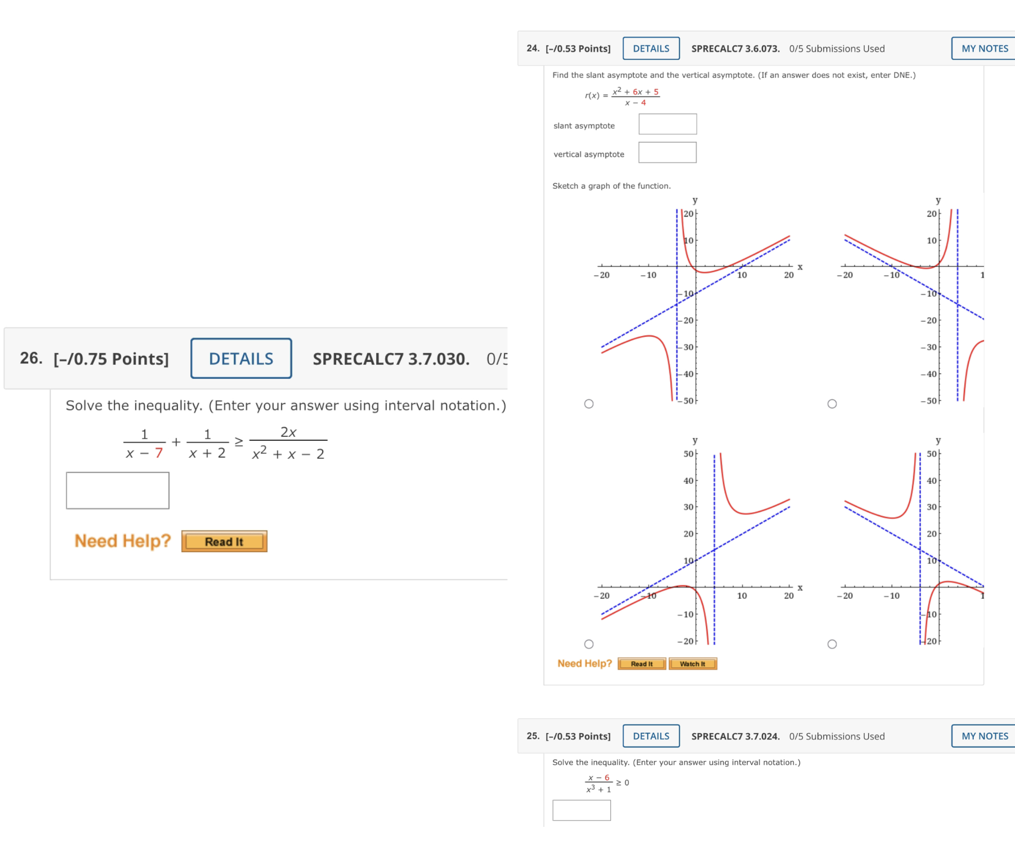 24. [-/0.53 Points] DETAILS SPRECALC7 3.6.073.