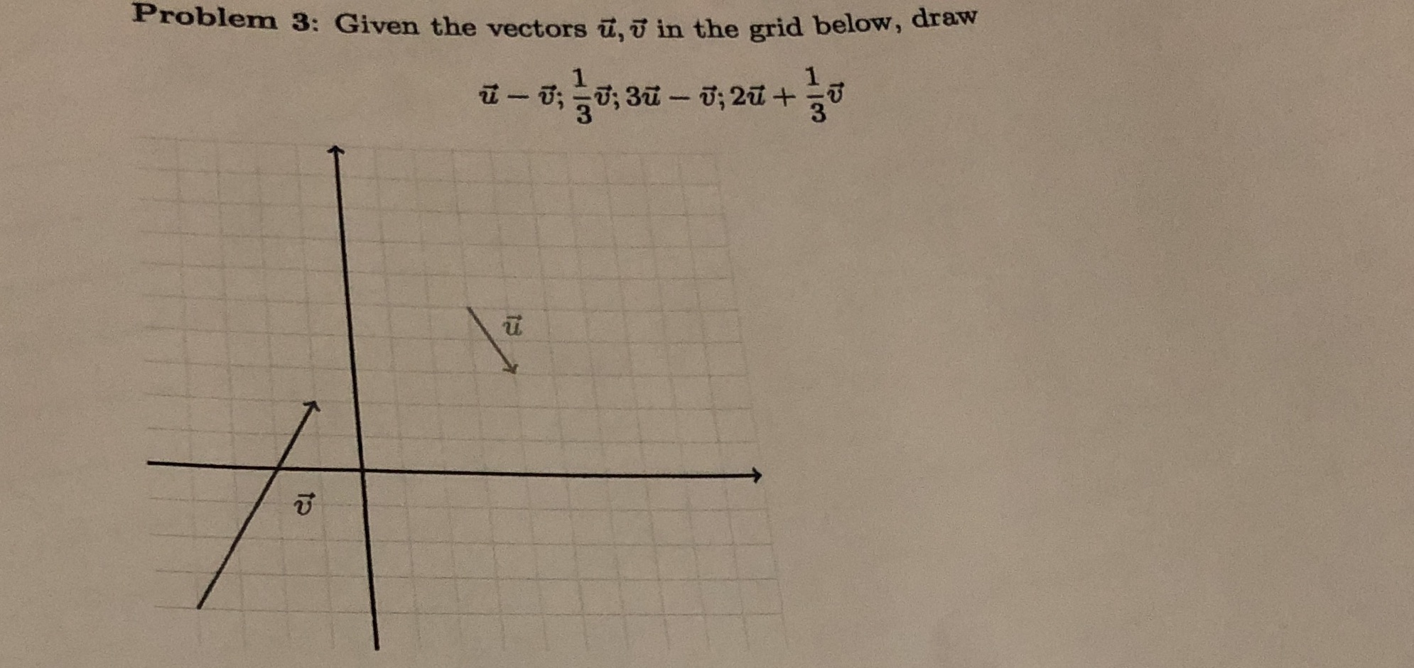 Problem 3: Given the vectors u, v in the grid
