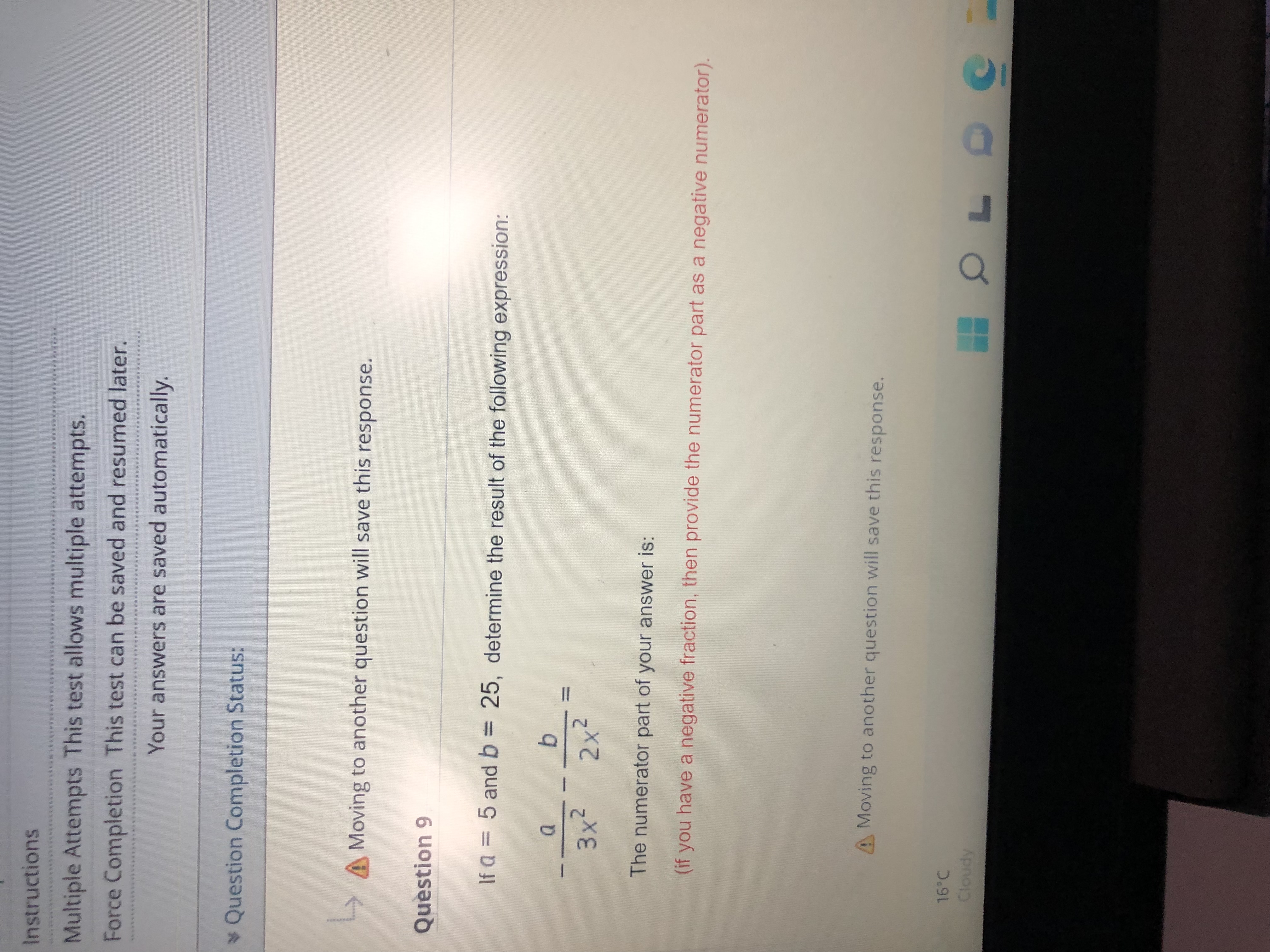 Instructions Multiple Attempts This test allows