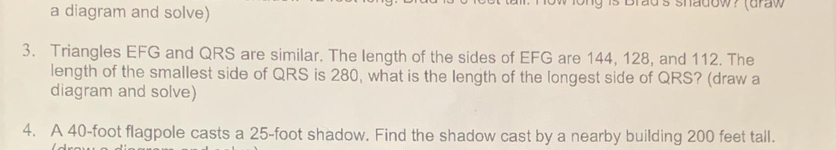 I need help 13 shadow? draw a diagram and solve)