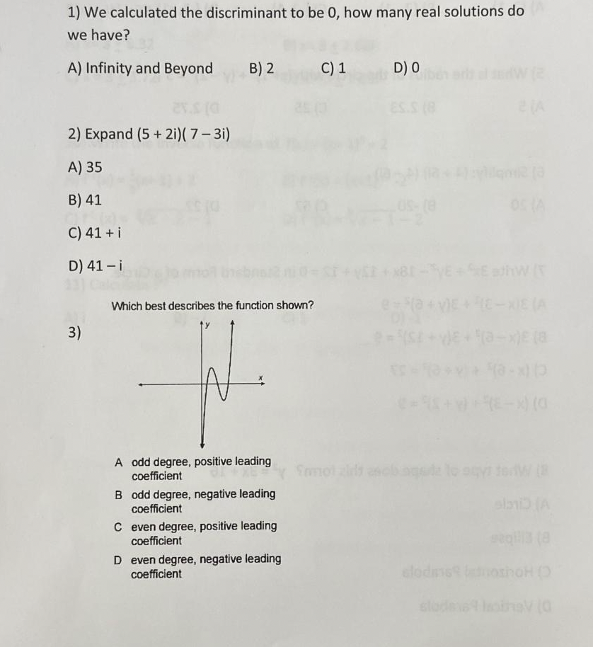 1) We calculated the discriminant to be 0, how