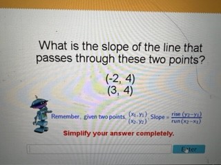 What is the slope of the line that passes through