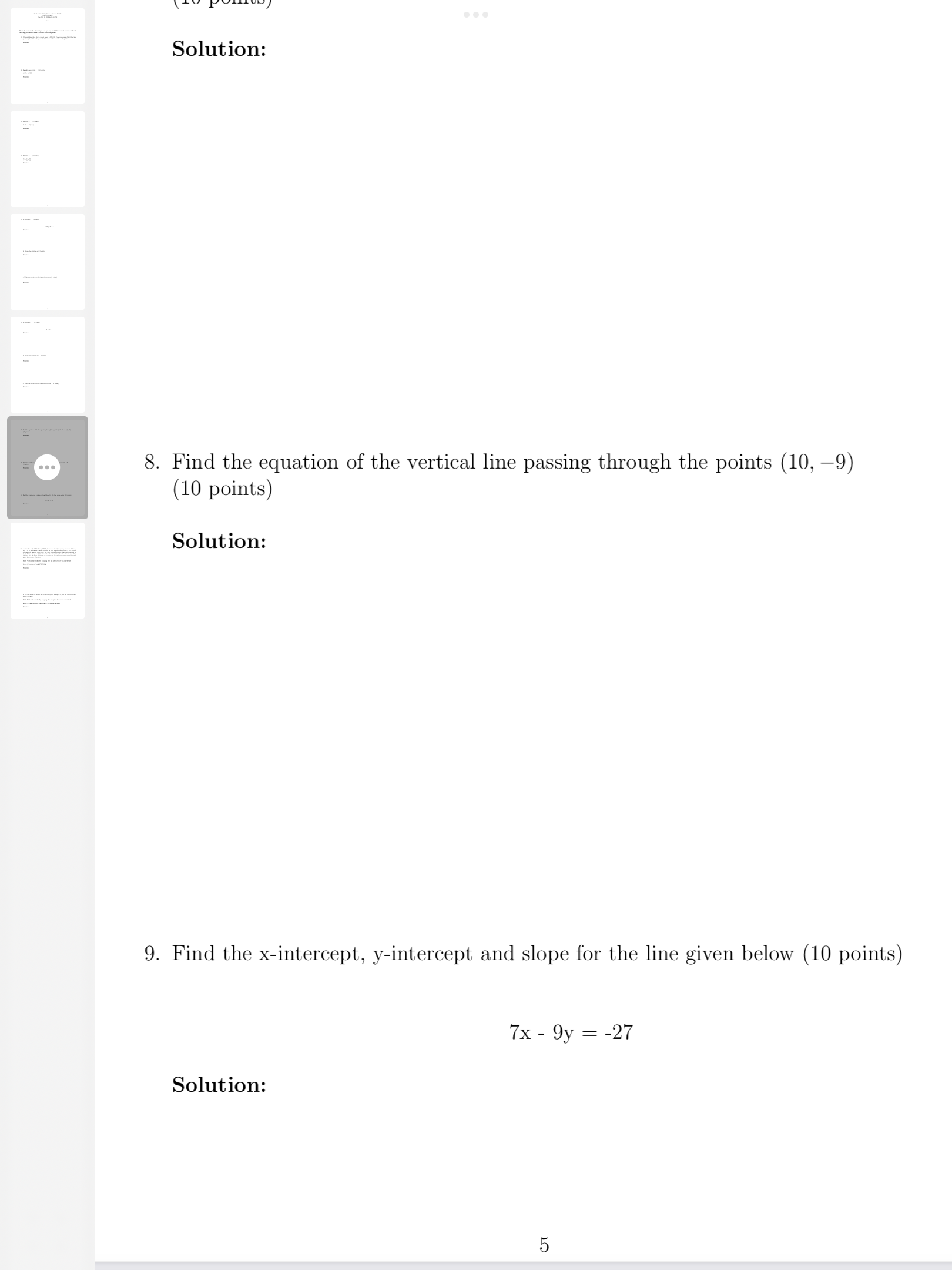 \ u FUAAAUU/ Solution: 8. Find the equation of