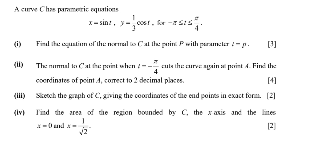 Need solution. thanks A curve C has parametric