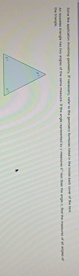 Measure all angles of triangle. Solve the