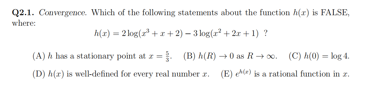 Q2.1. Convergence. Which of the following
