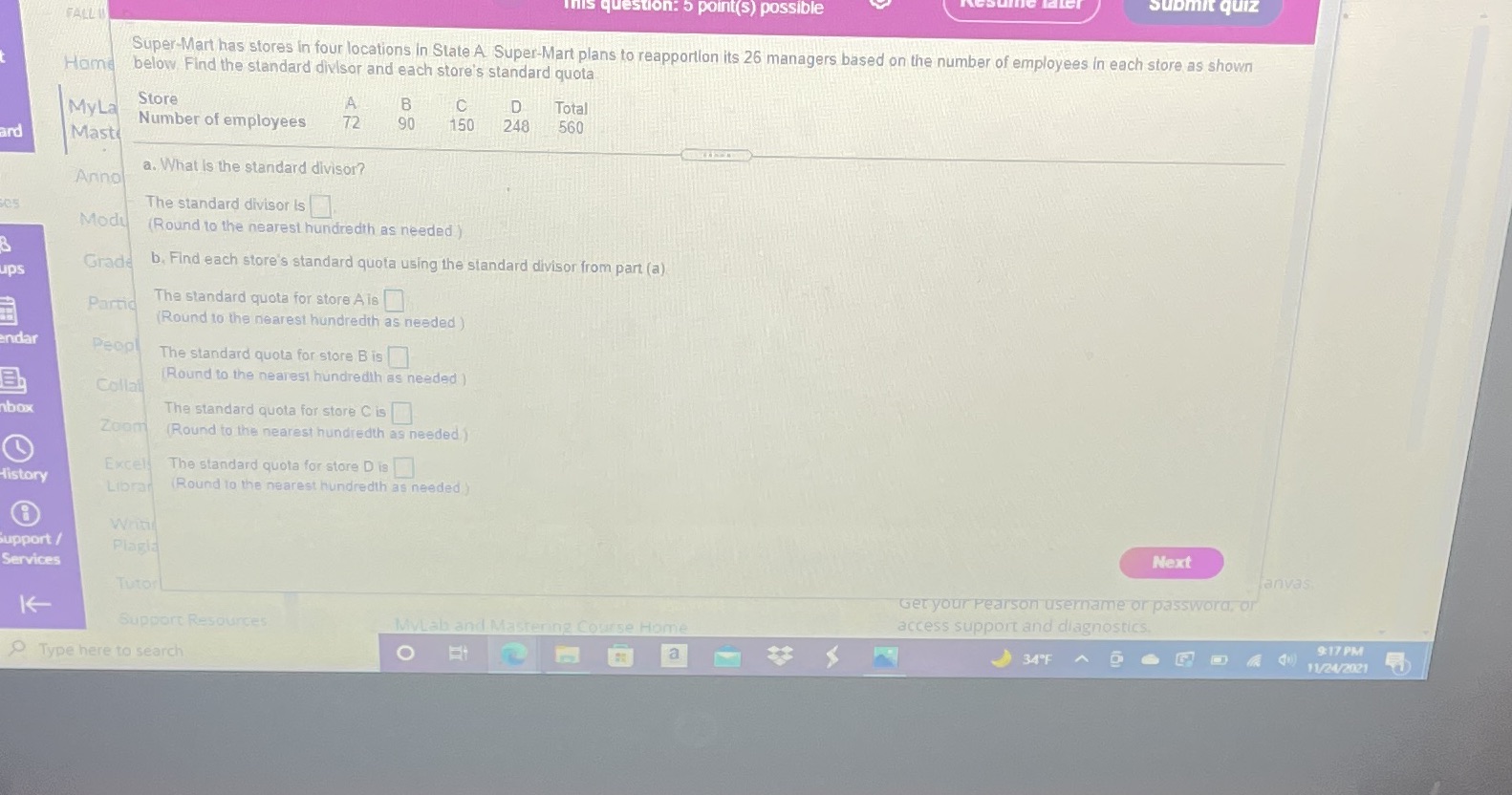 This question: 5 point(s) possible Submit quiz