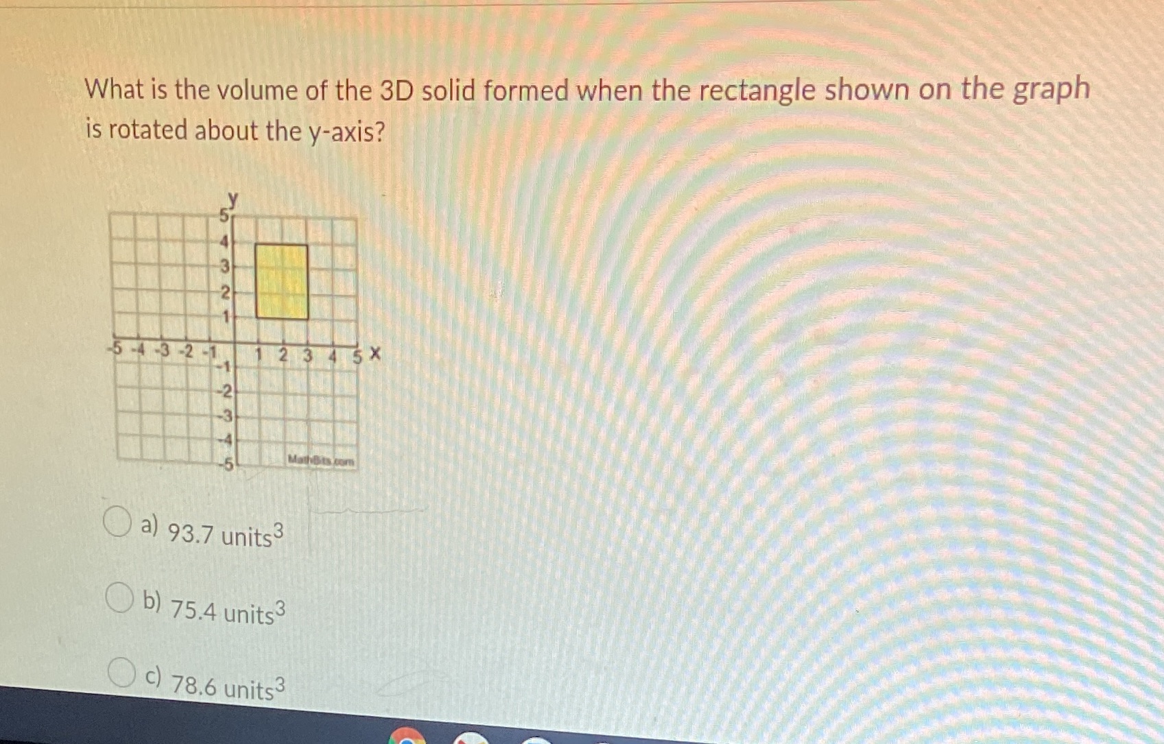What is the volume of the 3D solid formed when