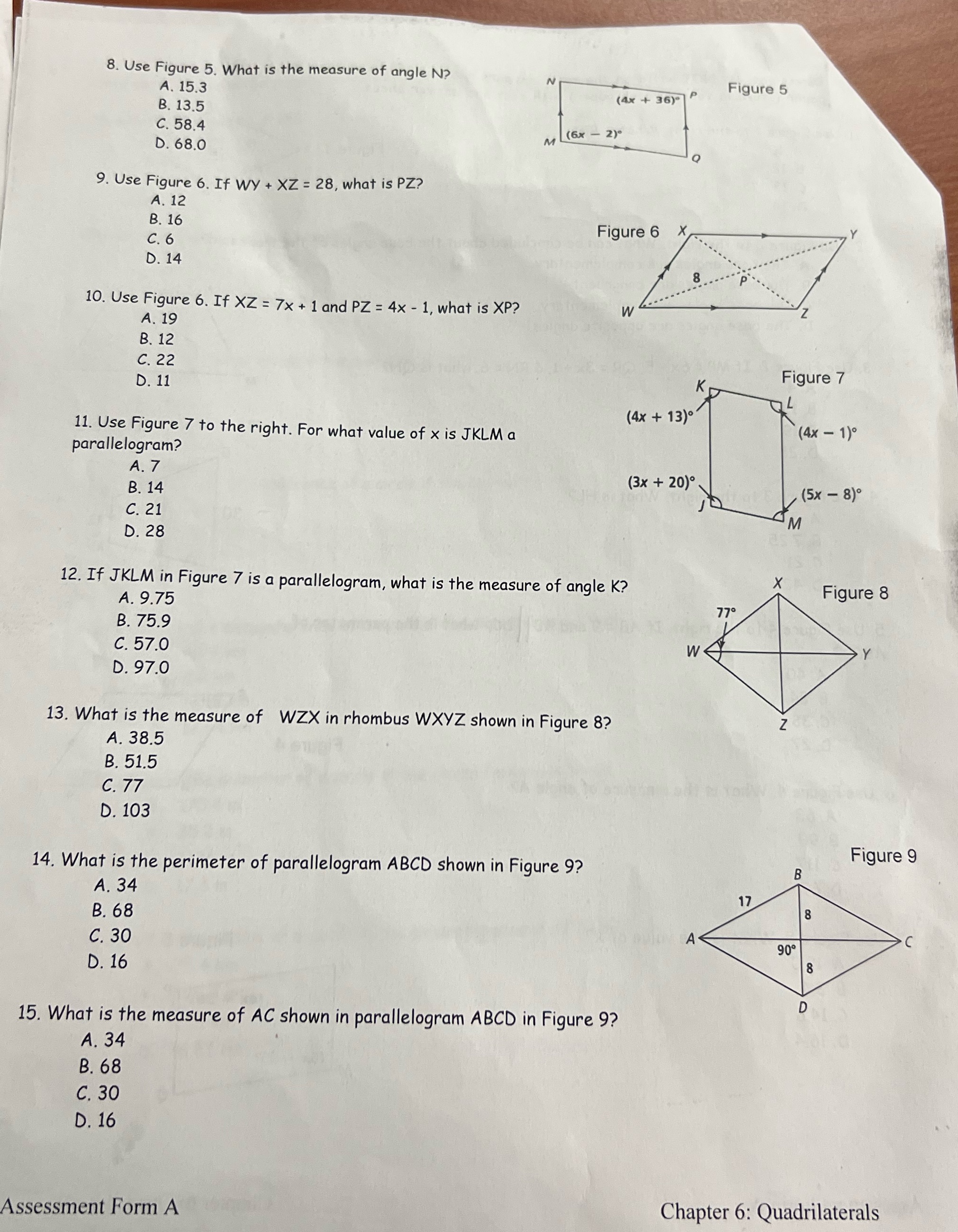 8. Use Figure 5. What is the measure of angle N?