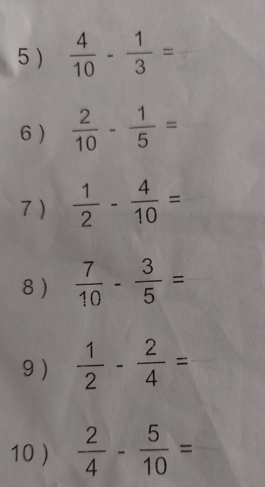 Subtracting Fractions: \f