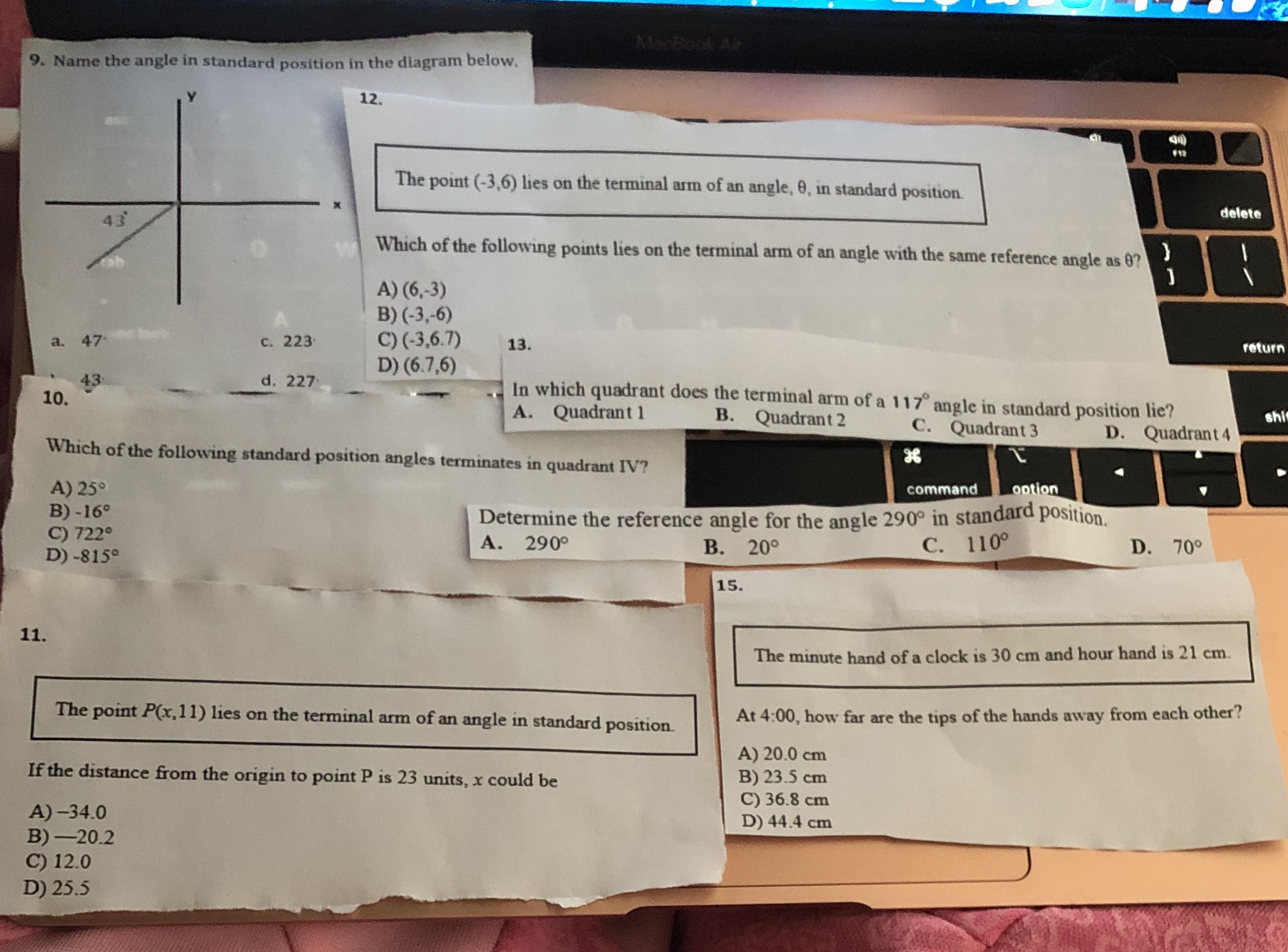 9. Name the angle in standard position in the